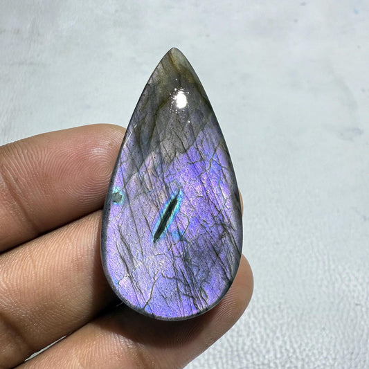 Pear Labradorite Cabochon: Purple Spiritual Crystal (47x23x7mm, 69.7 Cts