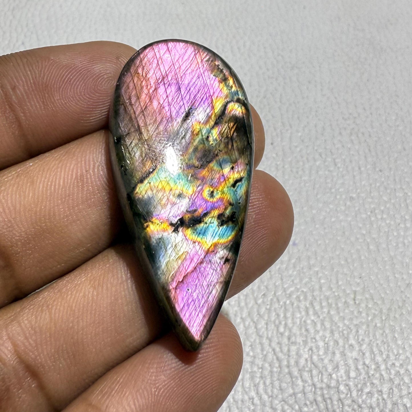 Spectrolite Labradorite Cabochon, 46x21x7.5mm, 65.7Cts., Loose Gemstone for Jewelry Making