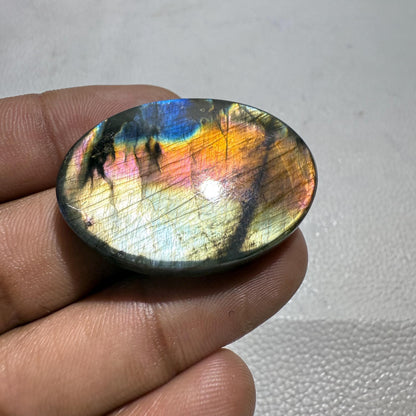 Multicolor Labradorite Oval Cabochon, - 37x26x7 MM, Loose Gemstone for Jewelry Making