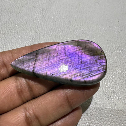 Natural Purple Labradorite Pear Cabochon, 121.6 Cts, 60x31x7 mm, Loose Gemstone for Jewelry Making