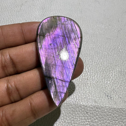 Natural Purple Labradorite Pear Cabochon, 121.6 Cts, 60x31x7 mm, Loose Gemstone for Jewelry Making