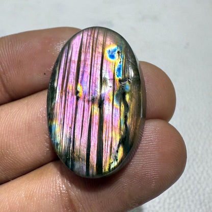 Natural Purple Oval Labradorite Cabochon, Flashy Fire Gemstone for Jewelry Making