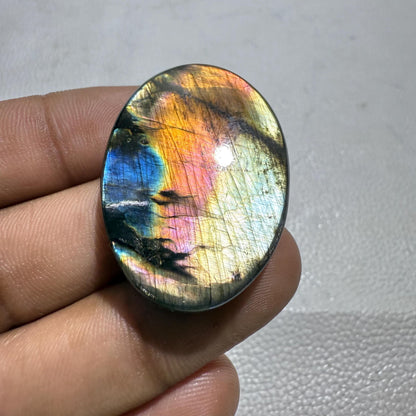 Multicolor Labradorite Oval Cabochon, - 37x26x7 MM, Loose Gemstone for Jewelry Making