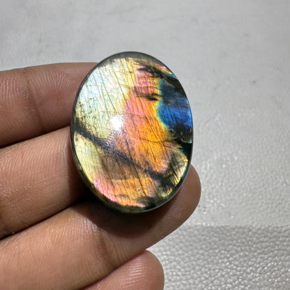 Multicolor Labradorite Oval Cabochon, - 37x26x7 MM, Loose Gemstone for Jewelry Making