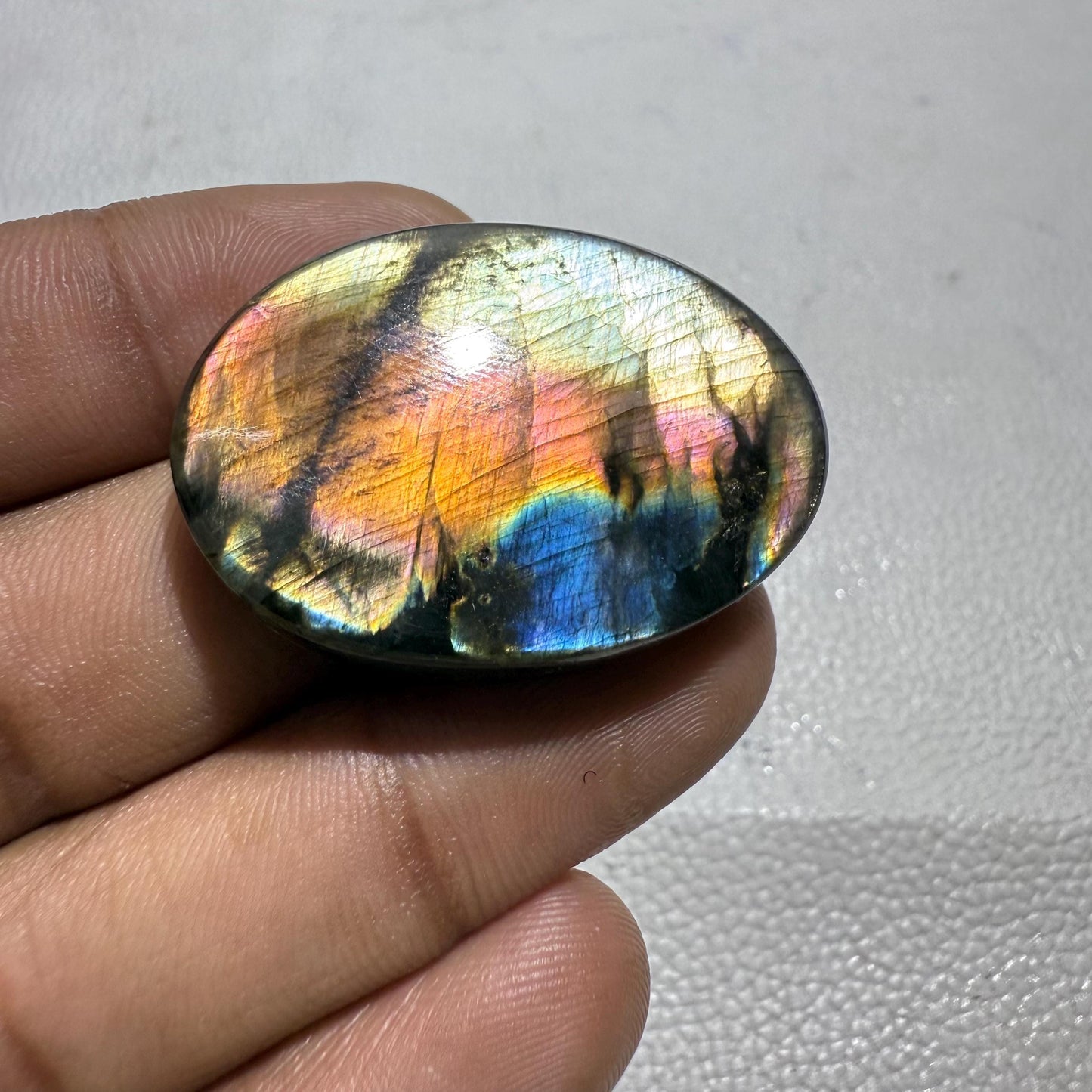 Multicolor Labradorite Oval Cabochon, - 37x26x7 MM, Loose Gemstone for Jewelry Making