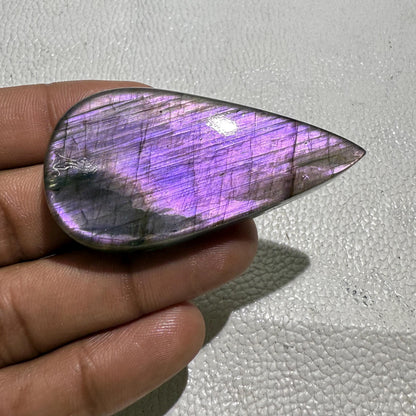 Natural Purple Labradorite Pear Cabochon, 121.6 Cts, 60x31x7 mm, Loose Gemstone for Jewelry Making