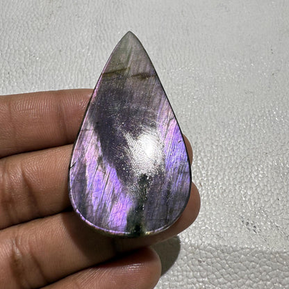 Natural Purple Labradorite Pear Cabochon, 121.6 Cts, 60x31x7 mm, Loose Gemstone for Jewelry Making
