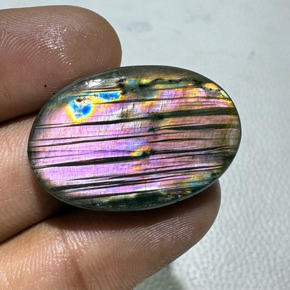 Natural Purple Oval Labradorite Cabochon, Flashy Fire Gemstone for Jewelry Making