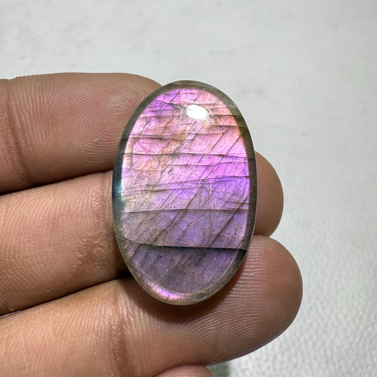Oval Purple Labradorite Cabochon Gemstone, Handmade Jewelry Making (29x19x6 mm, 34.8 Cts)