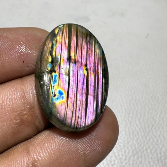 Natural Purple Oval Labradorite Cabochon, Flashy Fire Gemstone for Jewelry Making