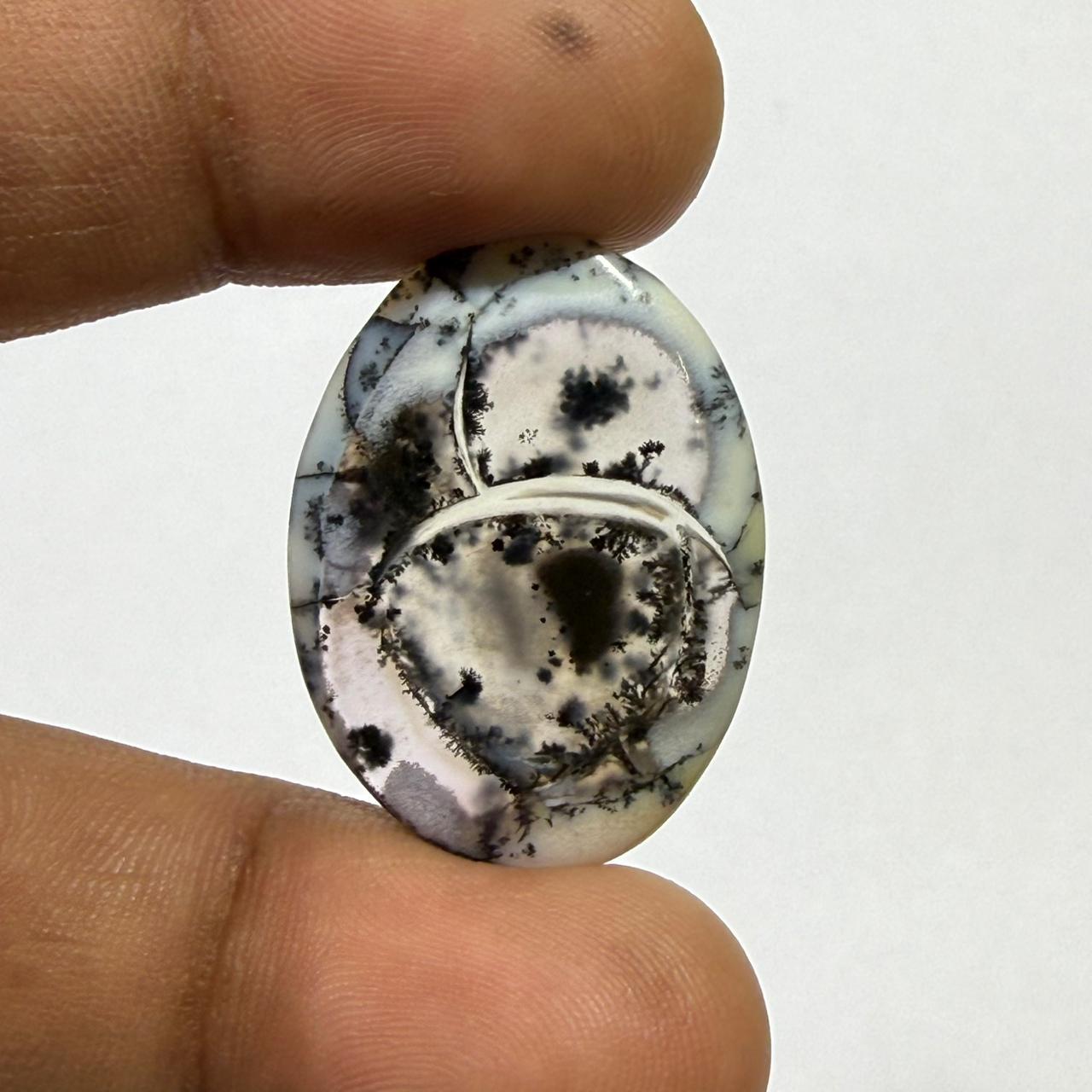 Dendritic opal oval Cabochon, Natural Loose Gemstone, Scenic opal Stone, Jewelry Making Stone, Designer Cabochon,(29x26x3mm,15.5 cts )