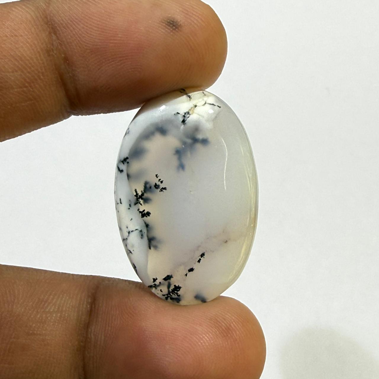 Natural Dendritic opal Cabochon Oval Loose Gemstone, Scenic Moss Agate Stone for Jewelry Making, Wire Wrapping Gift (30x19.5x5 mm, 24 cts)