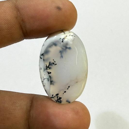 Natural Dendritic opal Cabochon Oval Loose Gemstone, Scenic Moss Agate Stone for Jewelry Making, Wire Wrapping Gift (30x19.5x5 mm, 24 cts)