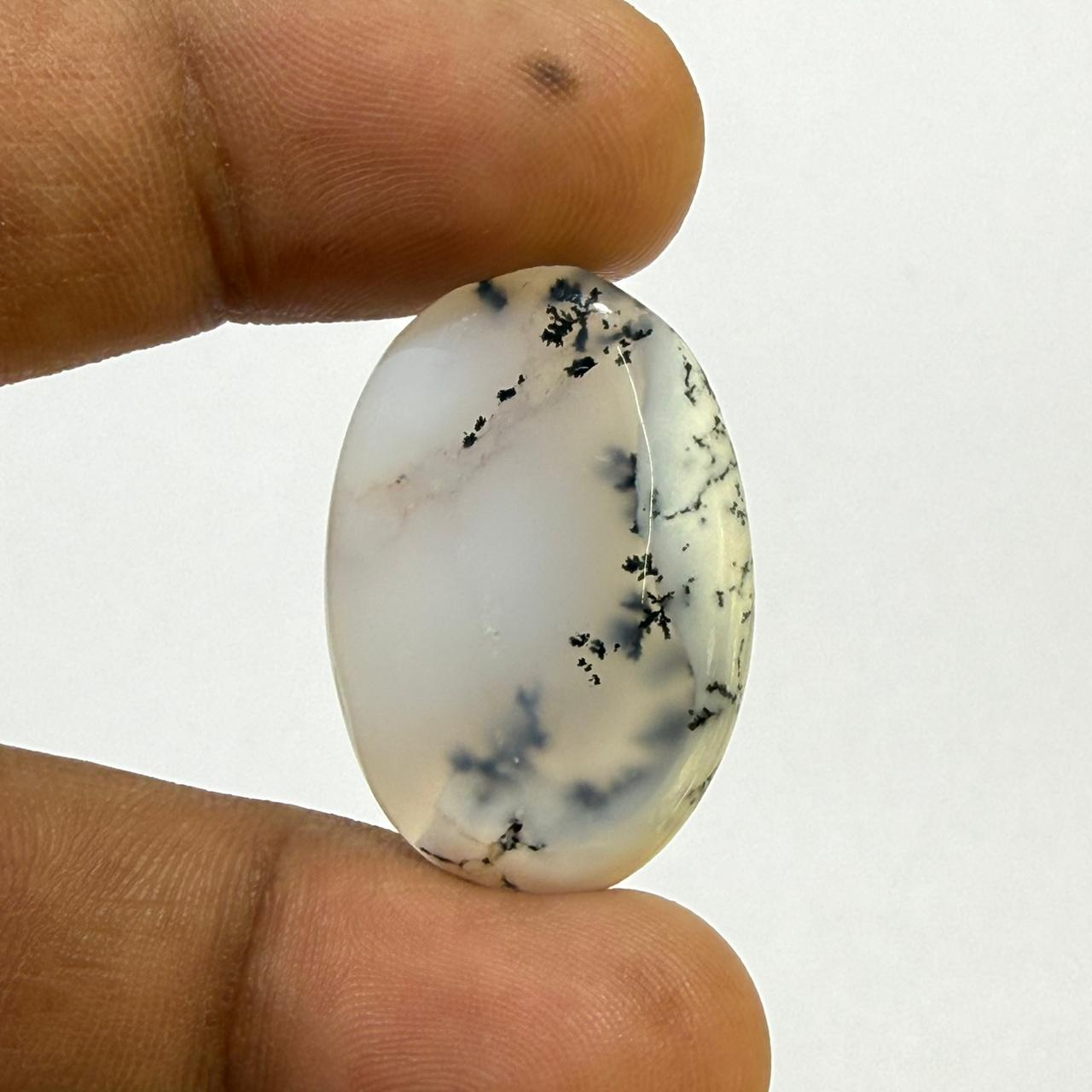 Natural Dendritic opal Cabochon Oval Loose Gemstone, Scenic Moss Agate Stone for Jewelry Making, Wire Wrapping Gift (30x19.5x5 mm, 24 cts)