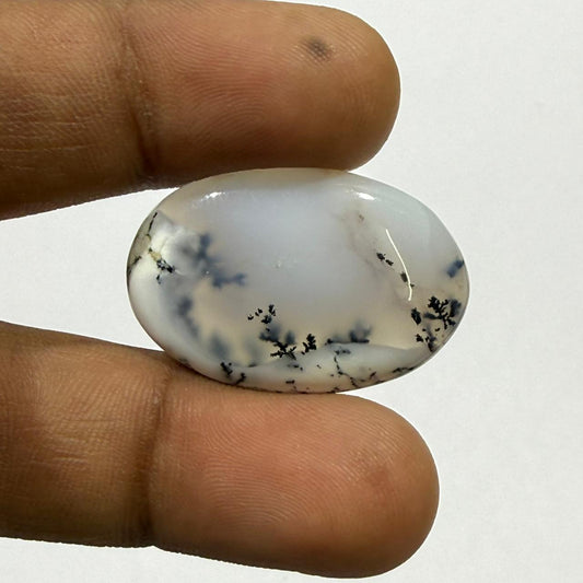 Natural Dendritic opal Cabochon Oval Loose Gemstone, Scenic Moss Agate Stone for Jewelry Making, Wire Wrapping Gift (30x19.5x5 mm, 24 cts)