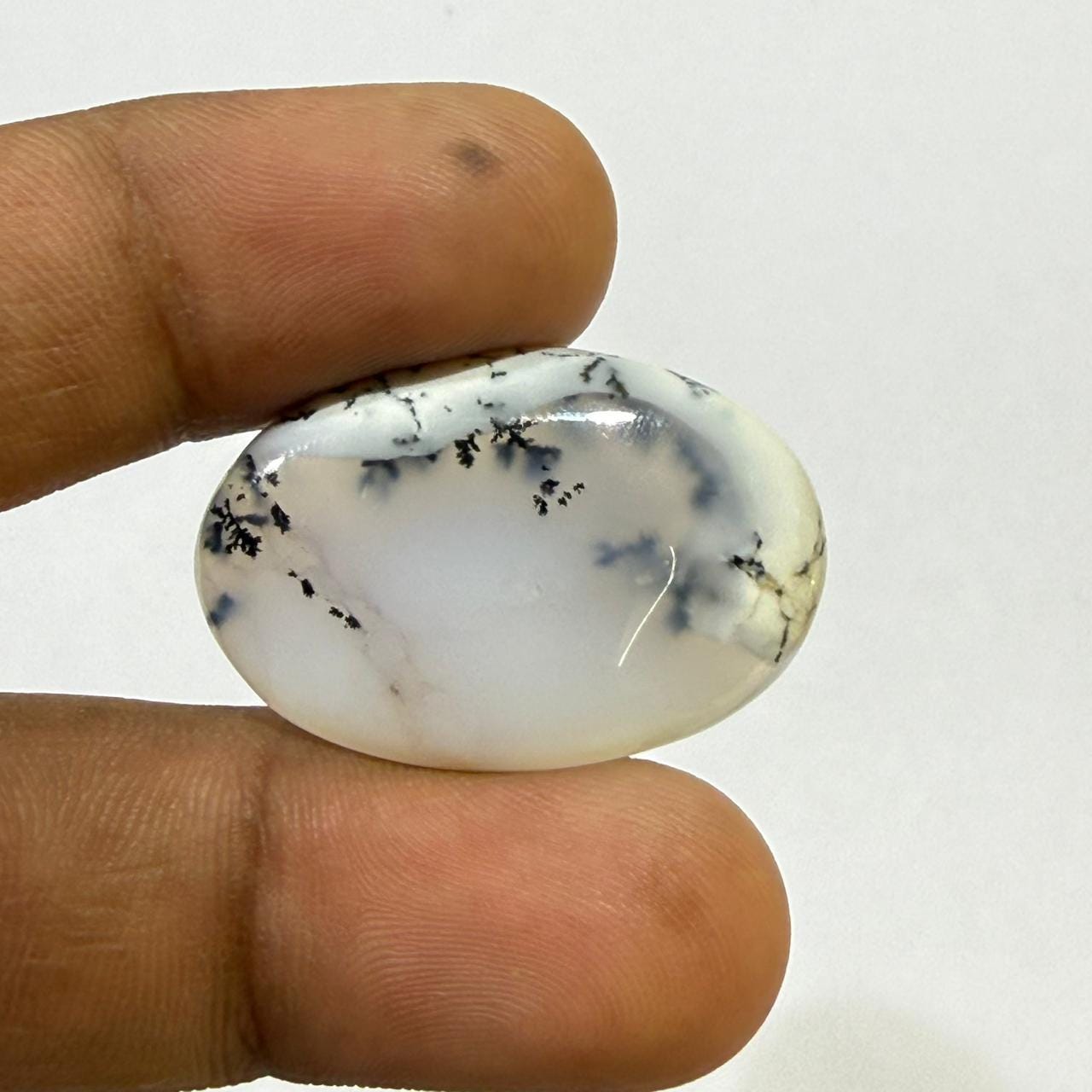 Natural Dendritic opal Cabochon Oval Loose Gemstone, Scenic Moss Agate Stone for Jewelry Making, Wire Wrapping Gift (30x19.5x5 mm, 24 cts)
