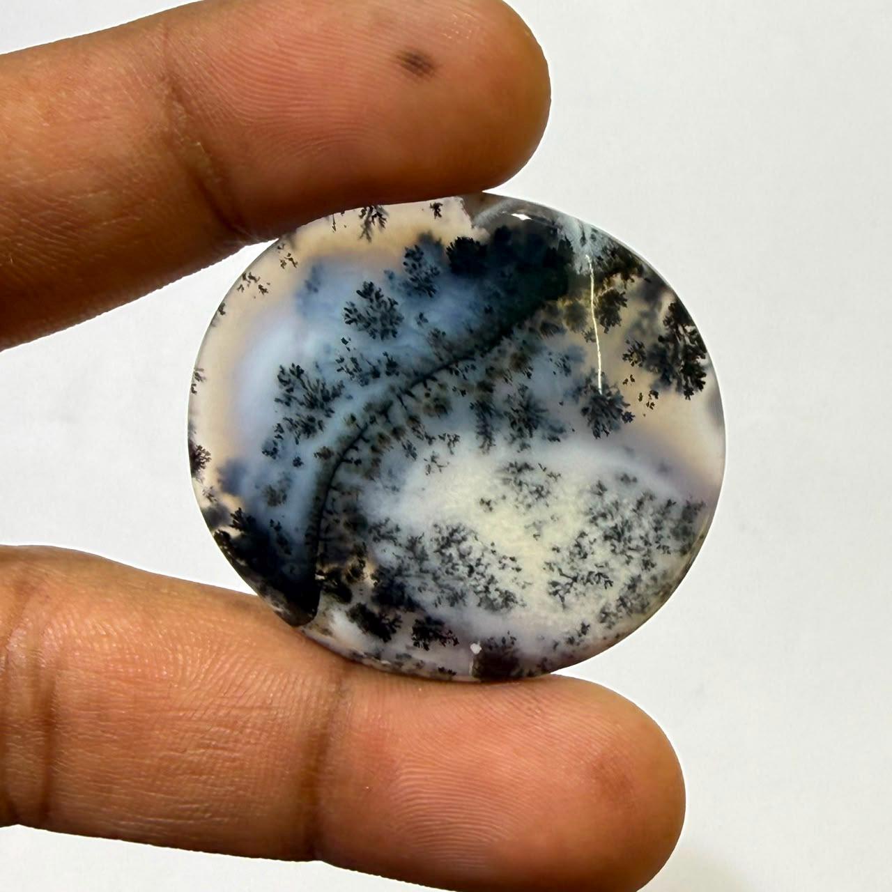 Natural Dendritic opal oval Cabochon Loose Gemstone, Scenic Moss opal Stone, Landscape for Jewelry Making, Collector Gem (36x34x5mm,49)