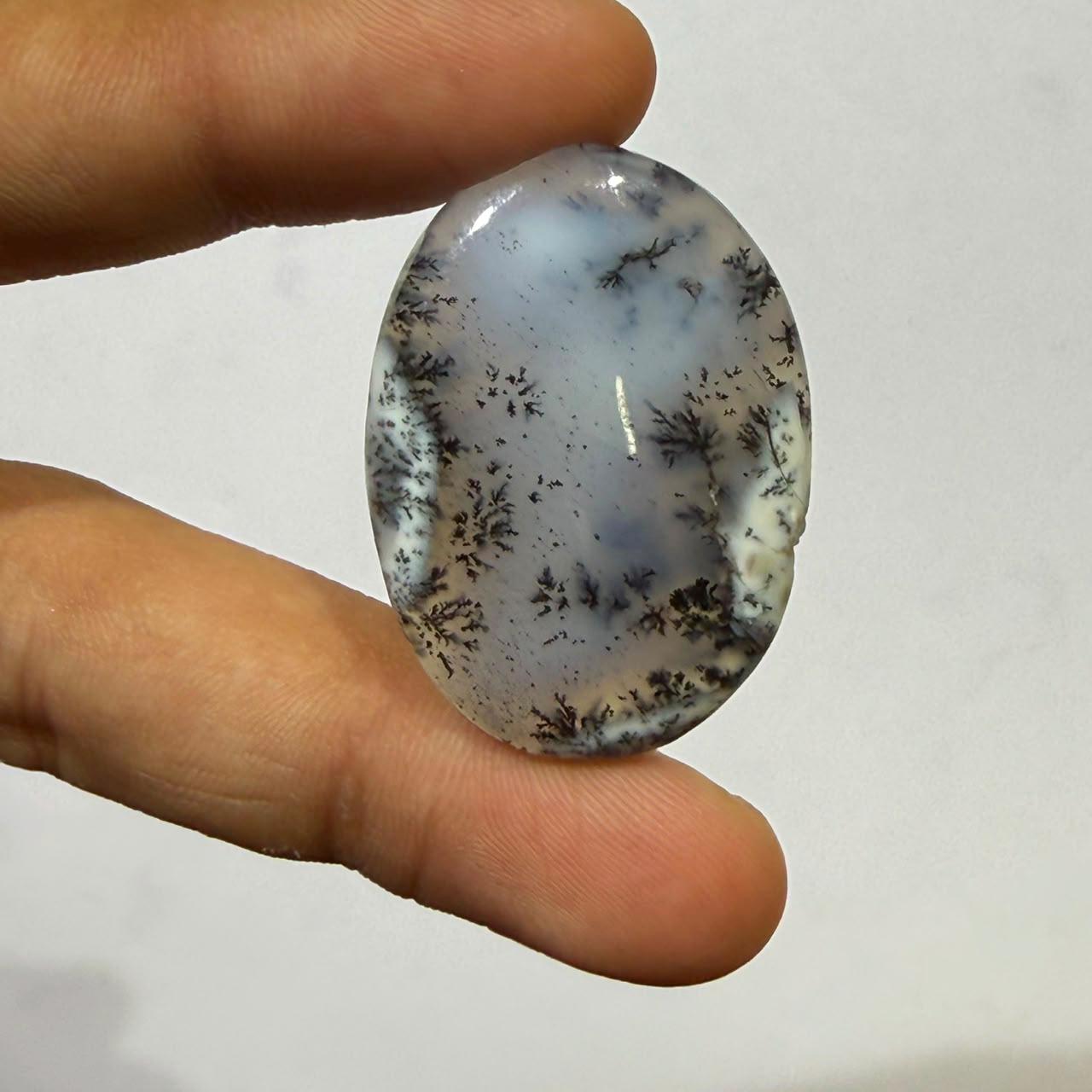 Natural Dendritic Opal Oval Cabochon Loose Gemstone, Scenic Dendritic Opal Stone, Landscape Opal for Jewelry Making, ( 36.5x26x6.5mm,50 cts)