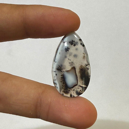 Natural Dendritic Opal Pear Cabochon Loose Gemstone, Scenic Dendritic Opal, Teardrop Landscape Opal for Jewelry Making, (31x18x4mm,15cts)