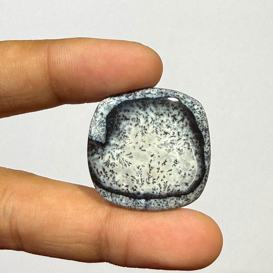 Natural Dendritic Opal Cushion Cabochon, Scenic Landscape Stone for Jewelry Making (28x28x5mm 32cts)