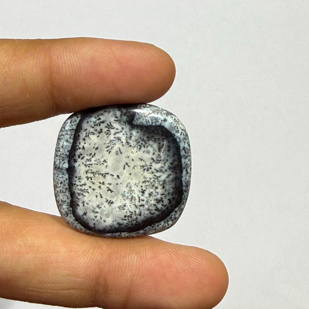 Natural Dendritic Opal Cushion Cabochon, Scenic Landscape Stone for Jewelry Making (28x28x5mm 32cts)