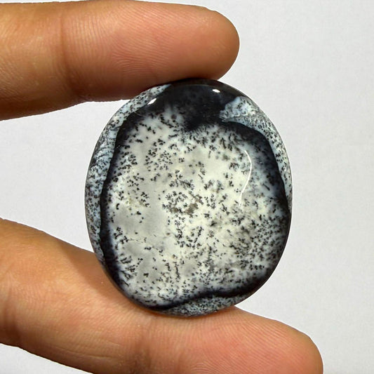 Natural Dendritic Opal Cushion Cabochon, Scenic Landscape Gemstone for Jewelry Making (36x31x5mm 41 cts)