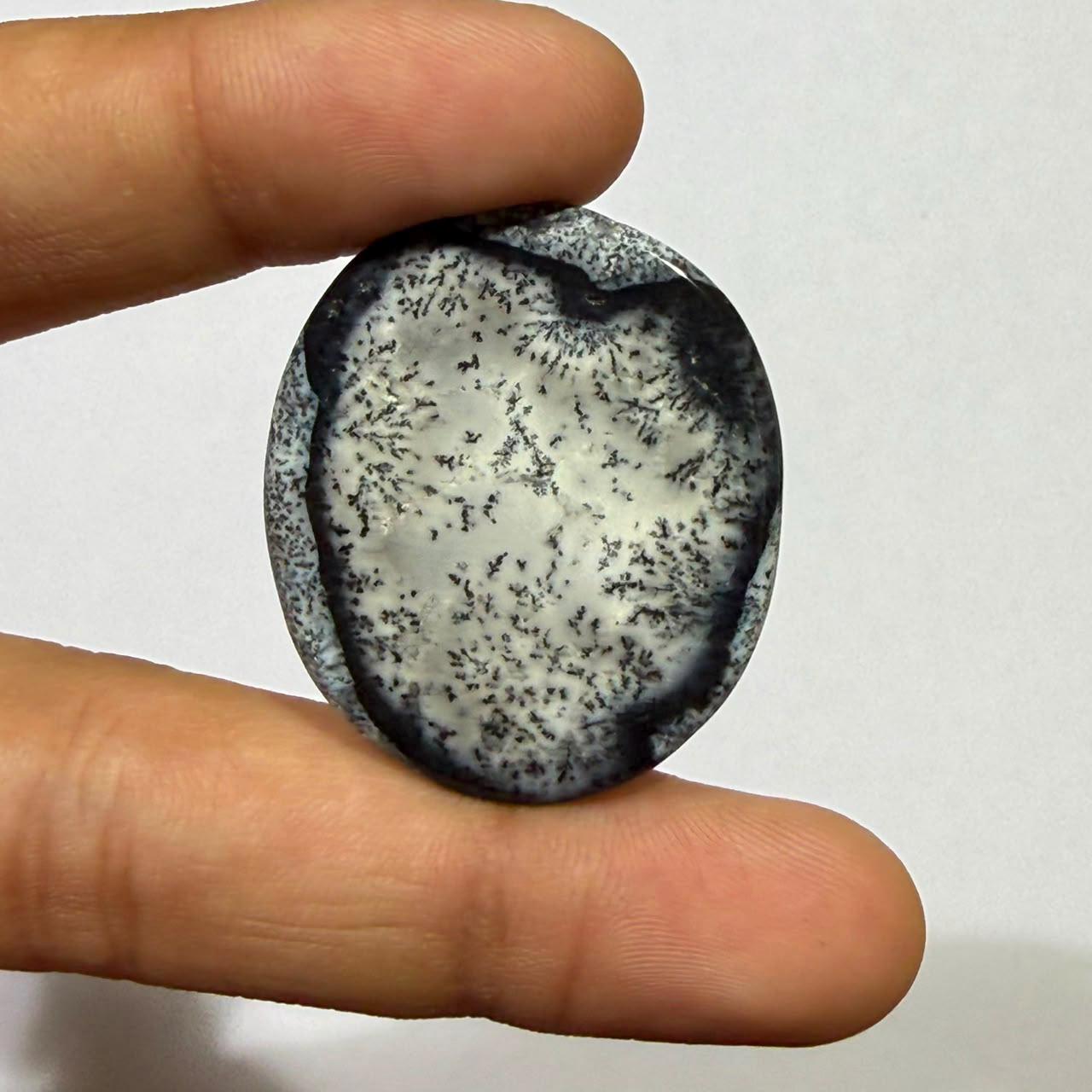 Natural Dendritic Opal Cushion Cabochon, Scenic Landscape Gemstone for Jewelry Making (36x31x5mm 41 cts)