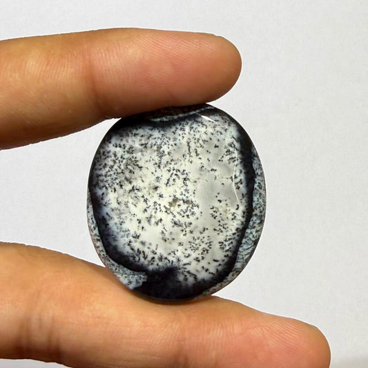 Natural Dendritic Opal Cushion Cabochon, Scenic Landscape Gemstone for Jewelry Making (36x31x5mm 41 cts)