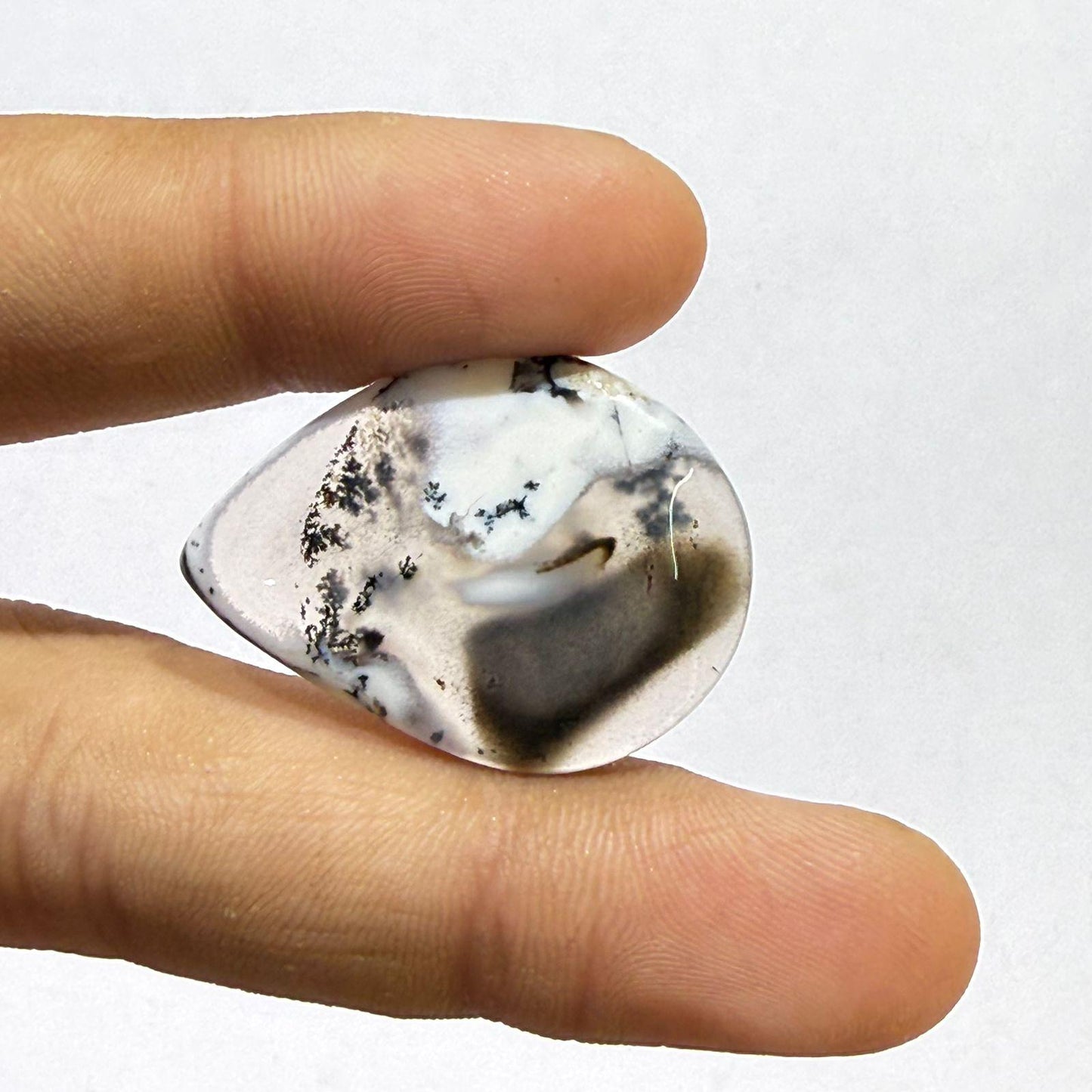 Natural Dendritic Opal Pear Cabochon, Scenic Dendrite Opal Loose Gemstone, Teardrop Cabochon for Jewelry Making,(31.5x23x4mm 25cts )