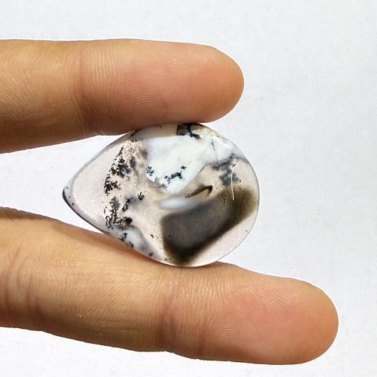 Natural Dendritic Opal Pear Cabochon, Scenic Dendrite Opal Loose Gemstone, Teardrop Cabochon for Jewelry Making,(31.5x23x4mm 25cts )