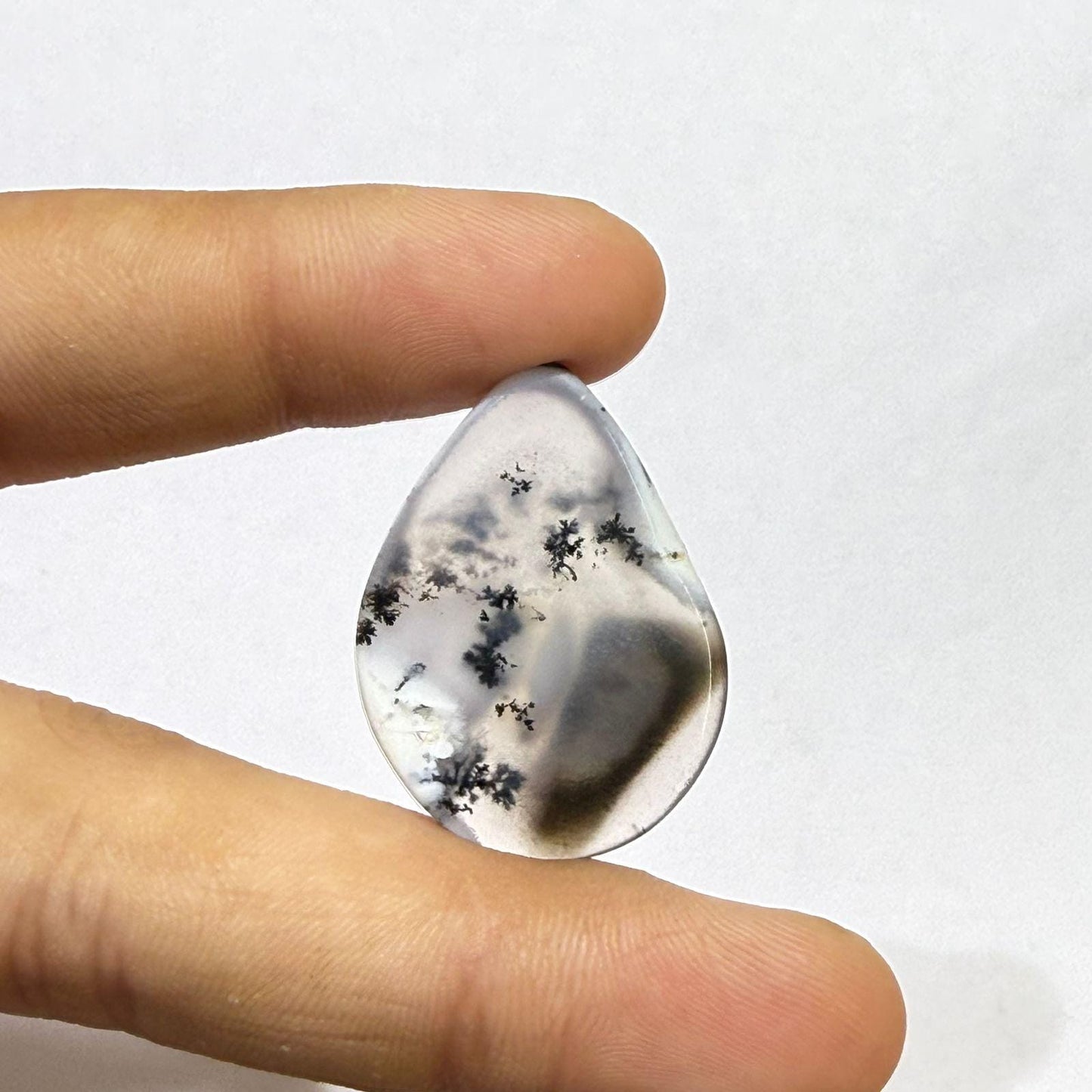 Natural Dendritic Opal Pear Cabochon, Scenic Dendrite Opal Loose Gemstone, Teardrop Cabochon for Jewelry Making,(31.5x23x4mm 25cts )