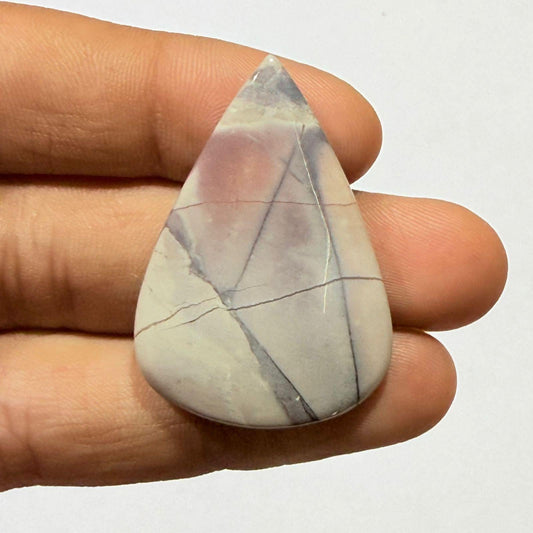 Natural Tiffany Stone Pear Cabochon, Purple White Tiffany Jasper Loose Gemstone, Teardrop Cabochon for Jewelry Making,(39x27x5mm, 39 cts )