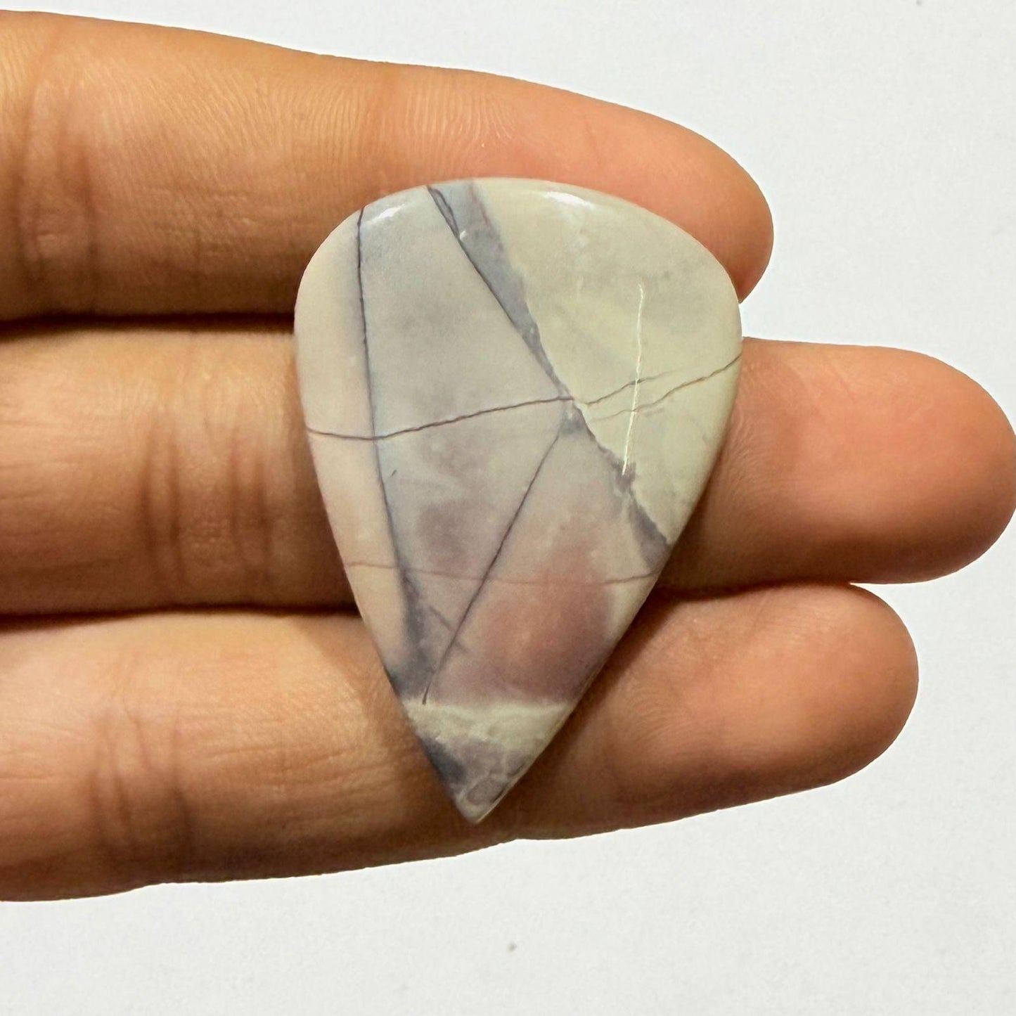 Natural Tiffany Stone Pear Cabochon, Purple White Tiffany Jasper Loose Gemstone, Teardrop Cabochon for Jewelry Making,(39x27x5mm, 39 cts )