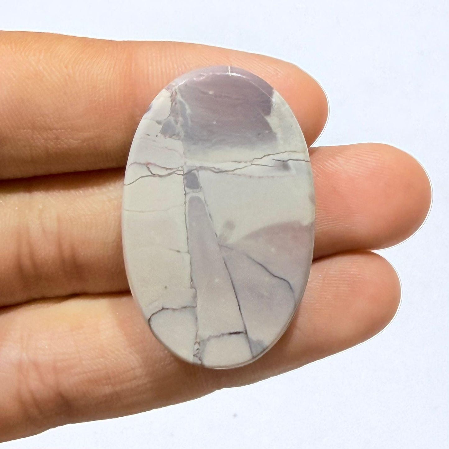 Natural Tiffany Stone Oval Cabochon, Purple White Tiffany Jasper Gemstone, Loose Cabochon for Jewelry Making, Designer Sto (38x23.5x 5.5cts)