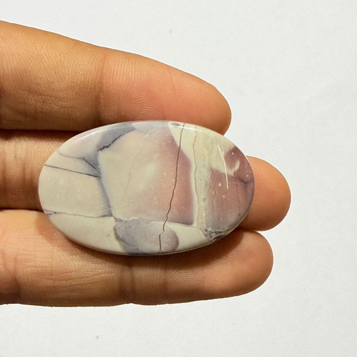 Natural Tiffany Stone Oval Cabochon, Purple White Tiffany Jasper Gemstone, Loose Cabochon for Jewelry Making, Designer Sto (38x23.5x 5.5cts)