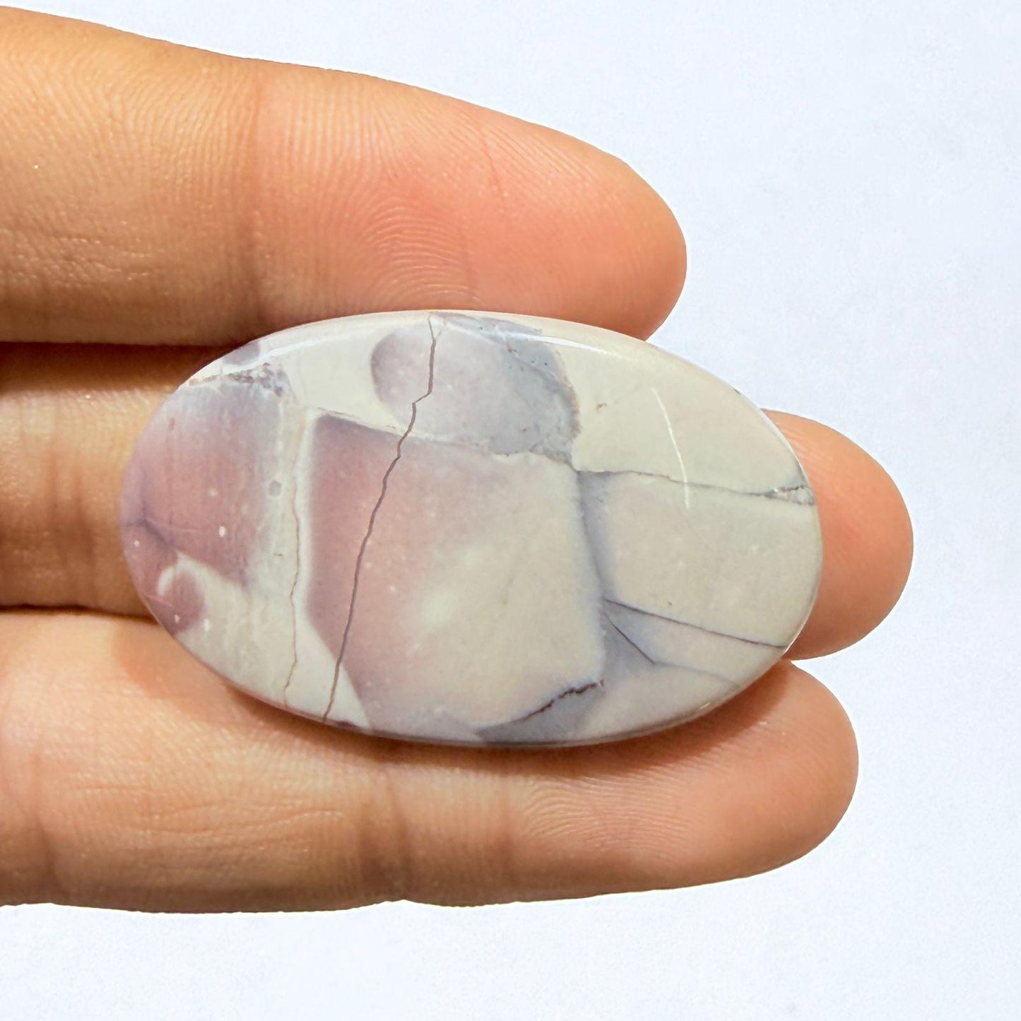 Natural Tiffany Stone Oval Cabochon, Purple White Tiffany Jasper Gemstone, Loose Cabochon for Jewelry Making, Designer Sto (38x23.5x 5.5cts)
