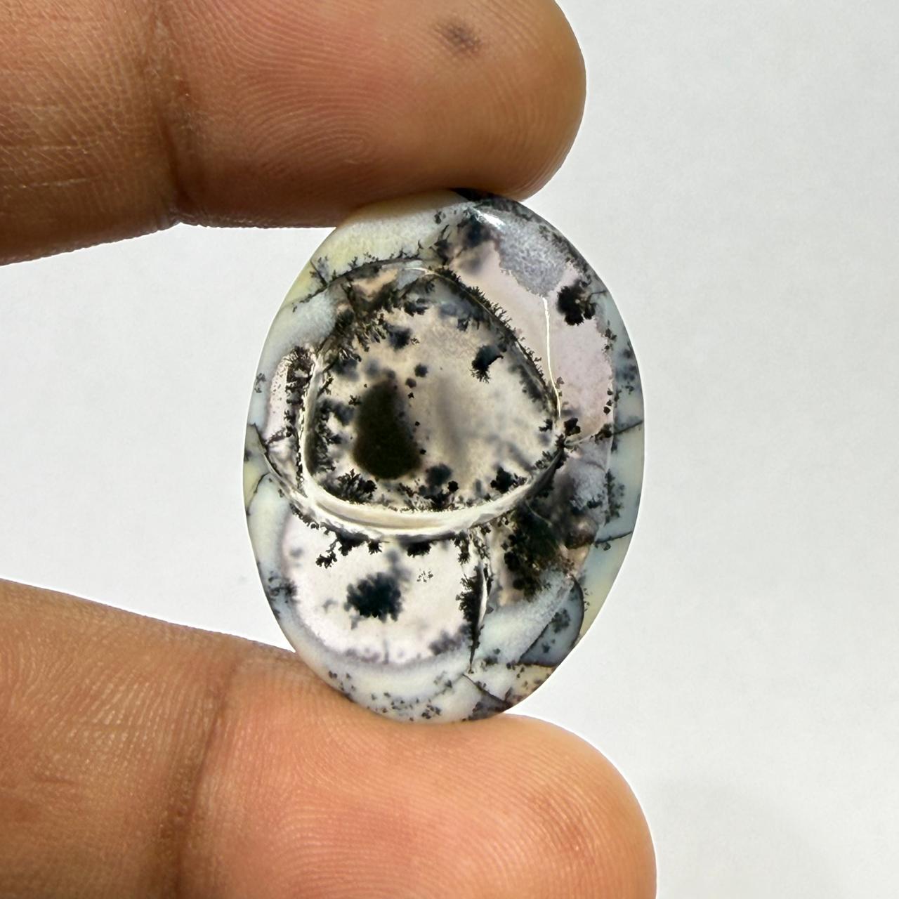 Dendritic opal oval Cabochon, Natural Loose Gemstone, Scenic opal Stone, Jewelry Making Stone, Designer Cabochon,(29x26x3mm,15.5 cts )