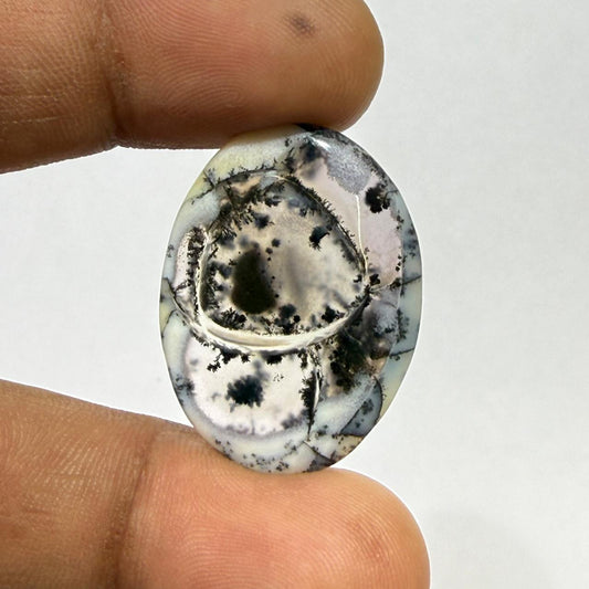 Dendritic opal oval Cabochon, Natural Loose Gemstone, Scenic opal Stone, Jewelry Making Stone, Designer Cabochon,(29x26x3mm,15.5 cts )