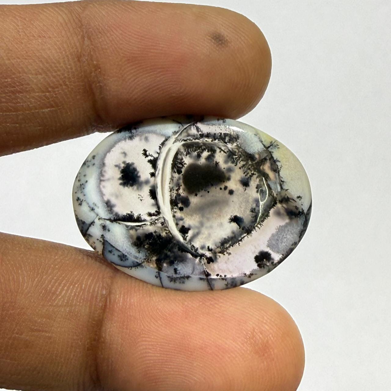 Dendritic opal oval Cabochon, Natural Loose Gemstone, Scenic opal Stone, Jewelry Making Stone, Designer Cabochon,(29x26x3mm,15.5 cts )