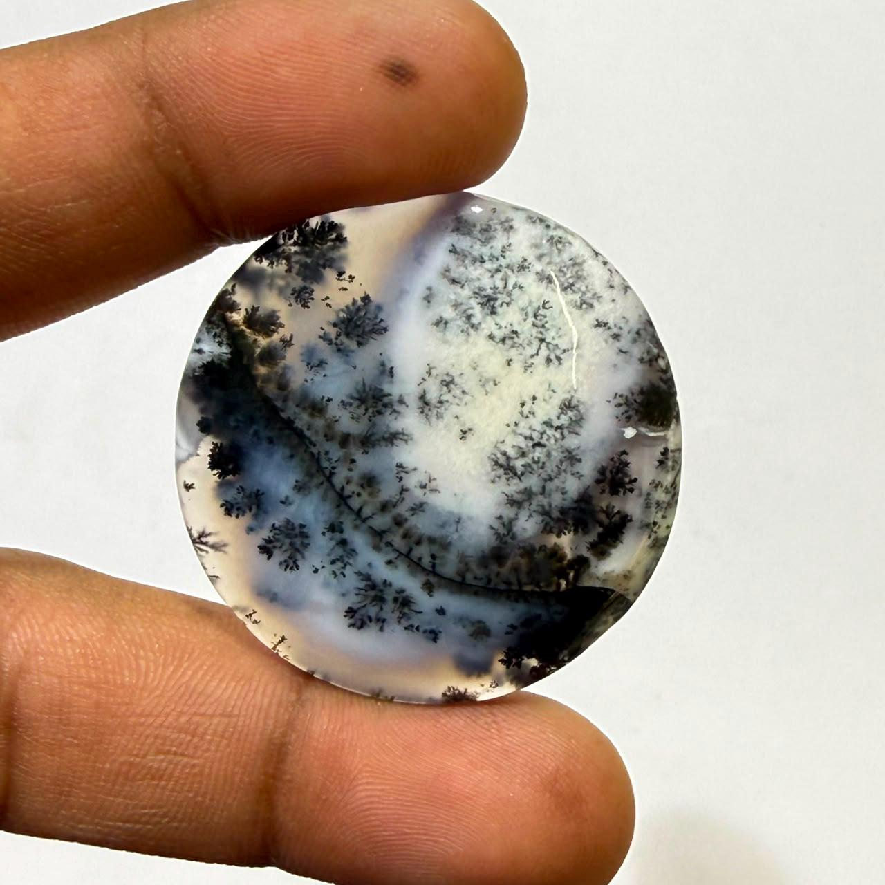 Natural Dendritic opal oval Cabochon Loose Gemstone, Scenic Moss opal Stone, Landscape for Jewelry Making, Collector Gem (36x34x5mm,49)