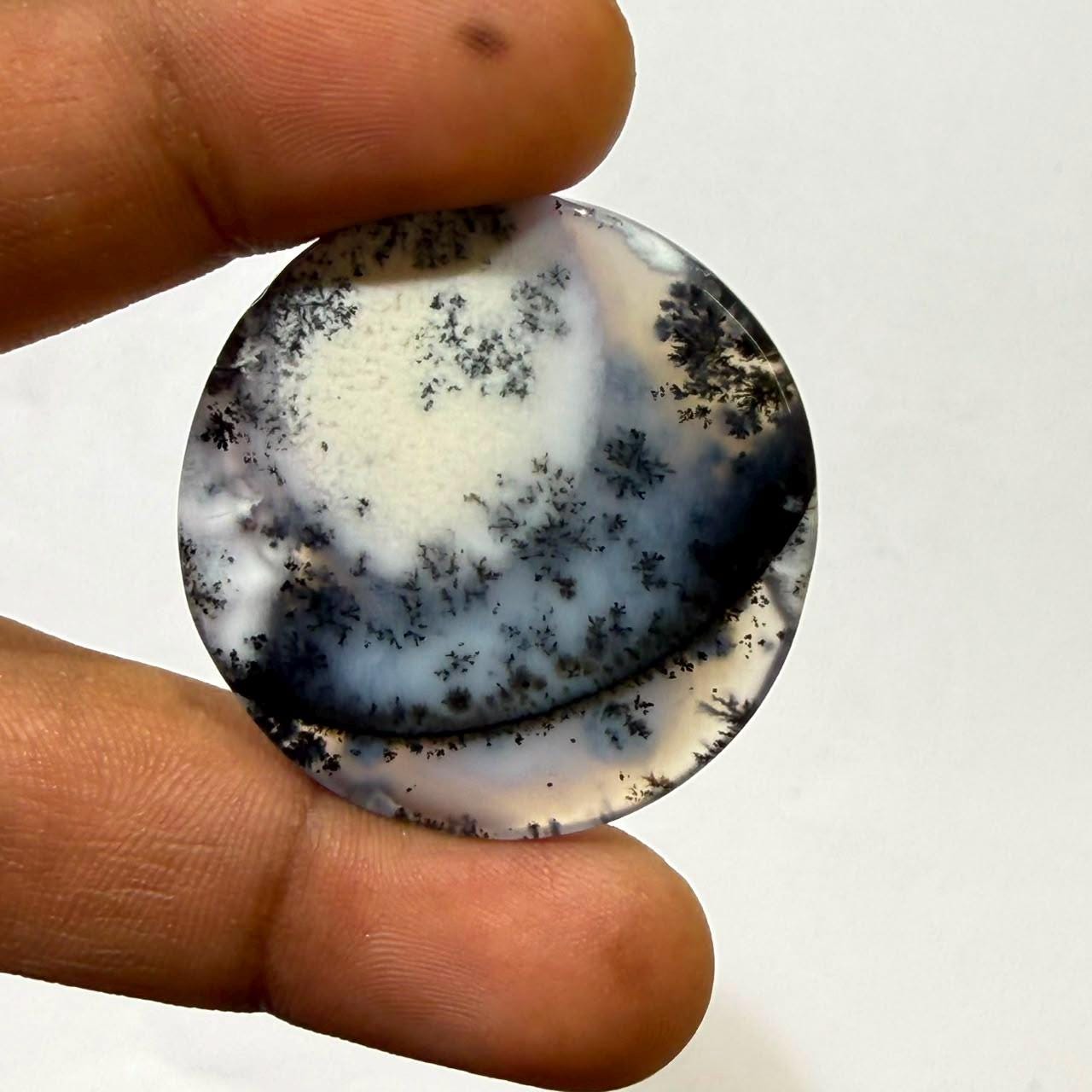Natural Dendritic opal oval Cabochon Loose Gemstone, Scenic Moss opal Stone, Landscape for Jewelry Making, Collector Gem (36x34x5mm,49)