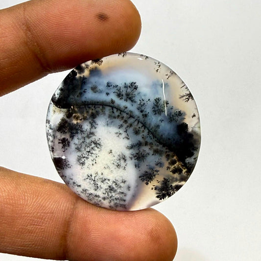 Natural Dendritic opal oval Cabochon Loose Gemstone, Scenic Moss opal Stone, Landscape for Jewelry Making, Collector Gem (36x34x5mm,49)