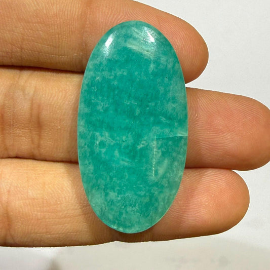 Natural Amazonite Cabochon Gemstone, Oval Amazonite Loose Stone, Blue Green Amazonite Cabochon, Jewelry Making Supply,(37.5x19x6mm 43 cts)