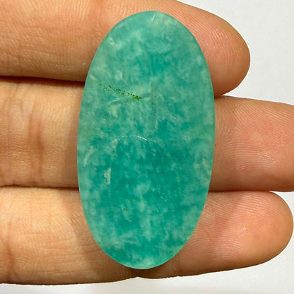 Natural Blue Green Amazonite Oval Cabochon, 37.5x19x6mm, 43cts, Loose Gemstone for Jewelry Making