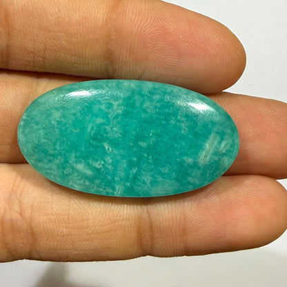 Natural Blue Green Amazonite Oval Cabochon, 37.5x19x6mm, 43cts, Loose Gemstone for Jewelry Making