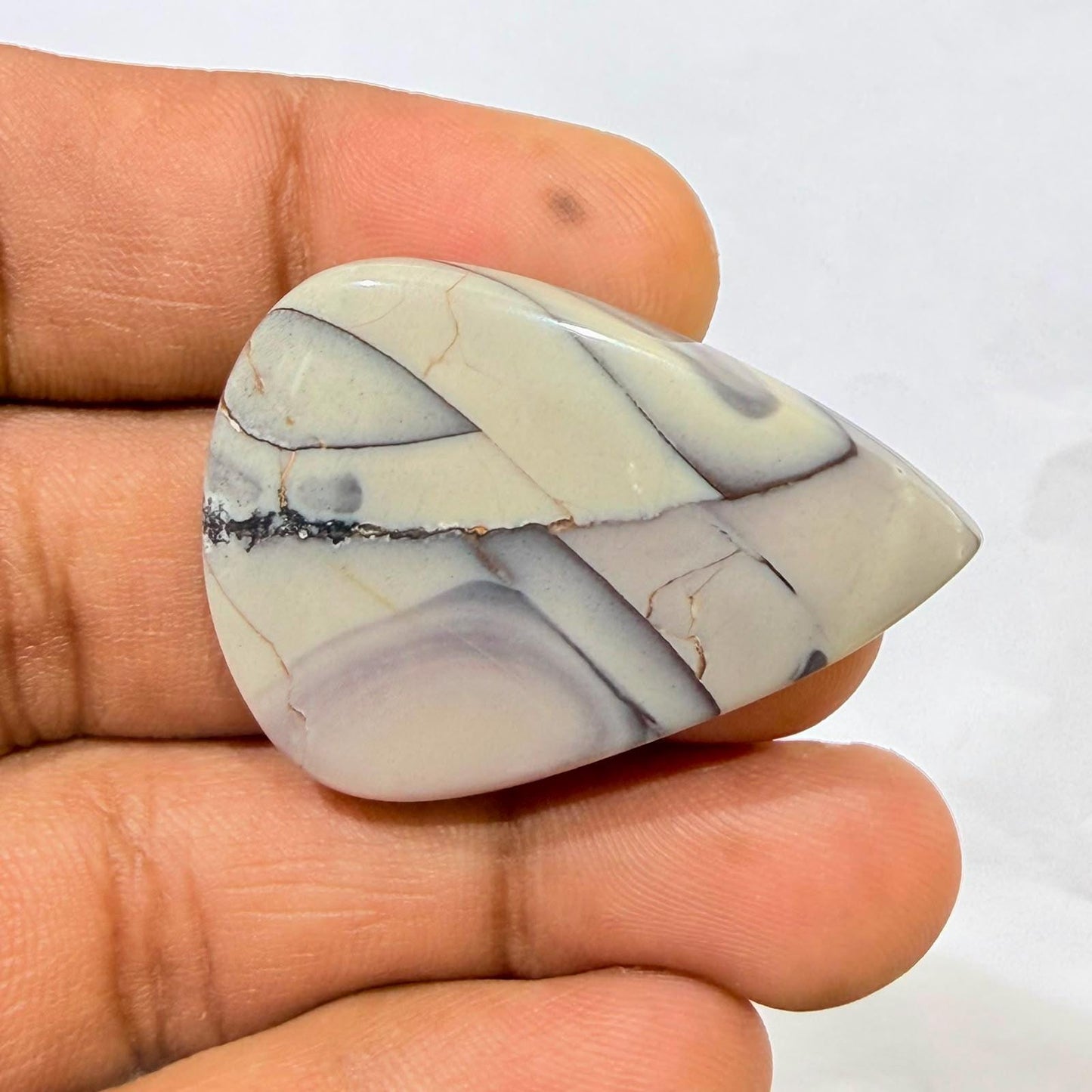 Natural Tiffany Jasper Pear Cabochon Loose Gemstone, Designer Tiffany Stone, Pear Shape Jasper for Jewelry Making, ( 36.5x26x5mm,41cts)