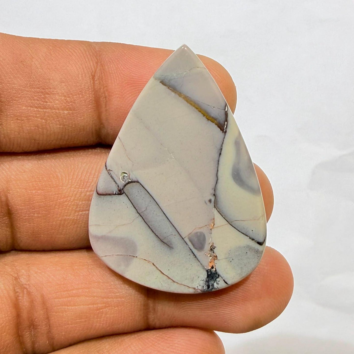 Natural Tiffany Jasper Pear Cabochon Loose Gemstone, Designer Tiffany Stone, Pear Shape Jasper for Jewelry Making, ( 36.5x26x5mm,41cts)