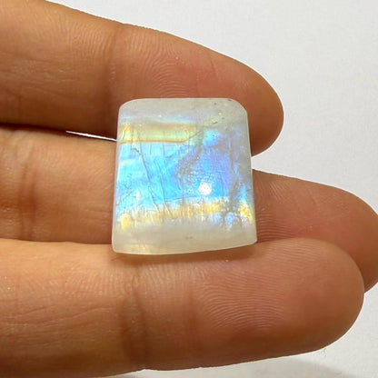Natural Blue Rainbow Moonstone Cushion Cabochon, 20x16x7mm, 27 cts, Loose Gemstone for Jewelry Making