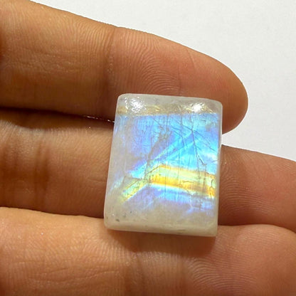 Natural Blue Rainbow Moonstone Cushion Cabochon, 20x16x7mm, 27 cts, Loose Gemstone for Jewelry Making