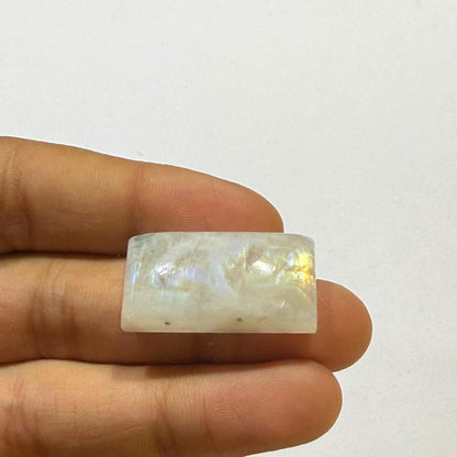 Natural Blue Rainbow Moonstone Rectangle Cabochon, 29x15x7.5mm, 38cts, Loose Gemstone for Jewelry Making